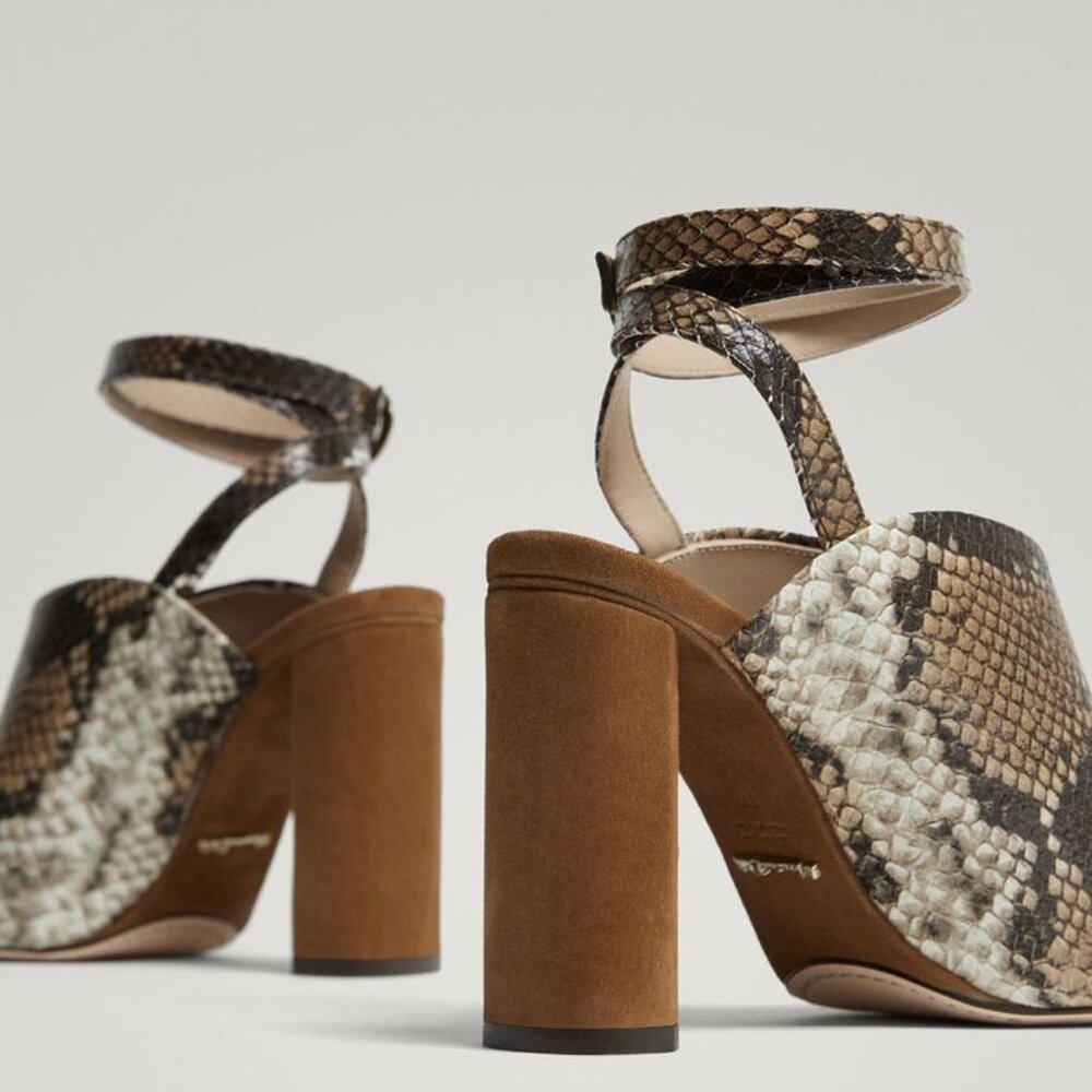 Massimo Dutti Snakeskin print leather sandals
